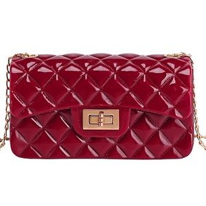 Jelly quilted Crossbody Bag Purse Fashion Ladies Shoulder bag purse red …